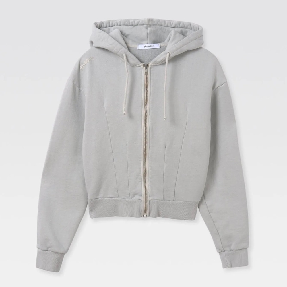 GIMAGUAS Corset Hoodie light blue gray cropped medium